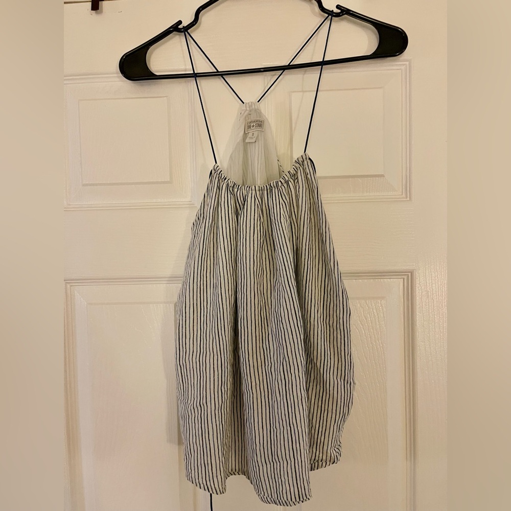 Converse One Star Blue and White Pin-Striped Top Women’s S
